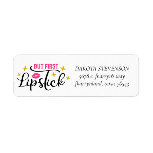 But First Lipstick Makeup Typography Address Return Address Label