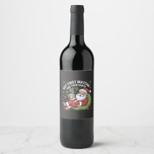 But First Matcha and Then Santa Christmas Lovers Wine Label