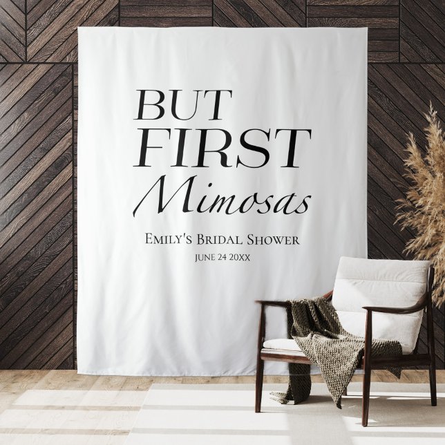 But First Mimosas | Bridal Shower Backdrop Tapestry (Creator Uploaded)