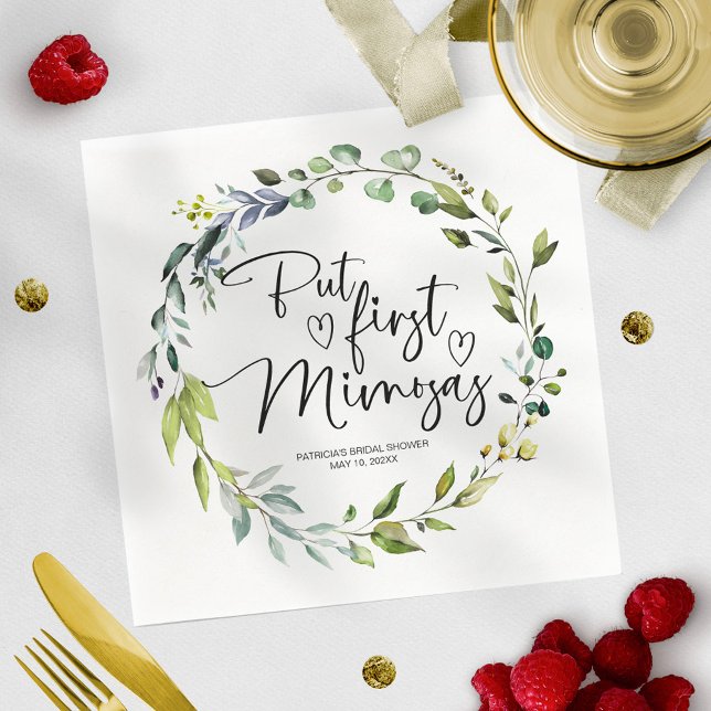 But First Mimosas Bridal Shower Napkin (Creator Uploaded)