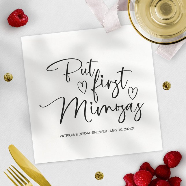 But First Mimosas Bridal Shower Napkin (Creator Uploaded)