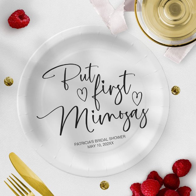 But First Mimosas Bridal Shower Paper Plate (Creator Uploaded)