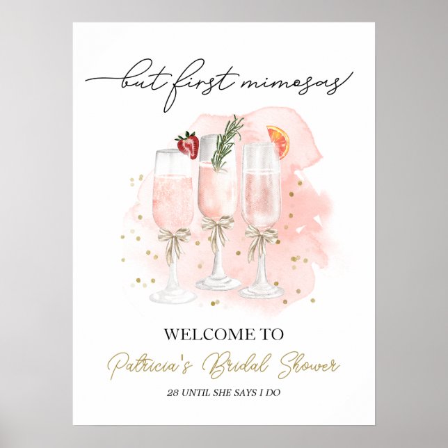 But First Mimosas Bridal Shower Welcome Poster (Front)