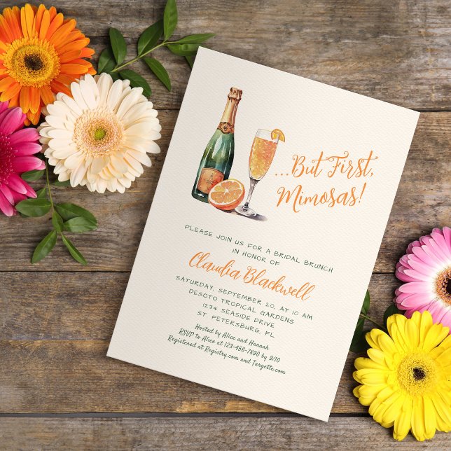 But First Mimosas Champagne Bridal Shower Invitation (Creator Uploaded)