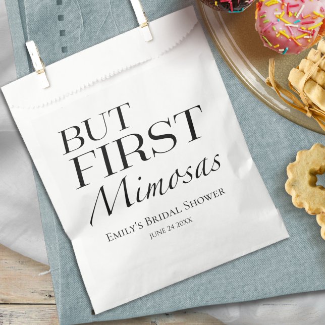 But First Mimosas | Minimalist Bridal Shower Favour Bag (Creator Uploaded)