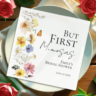 But First Mimosas Wildflower Boho Bridal Shower Napkin