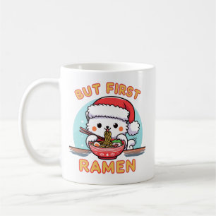 But First Ramen Christmas Santa Cat lover Gift Coffee Mug