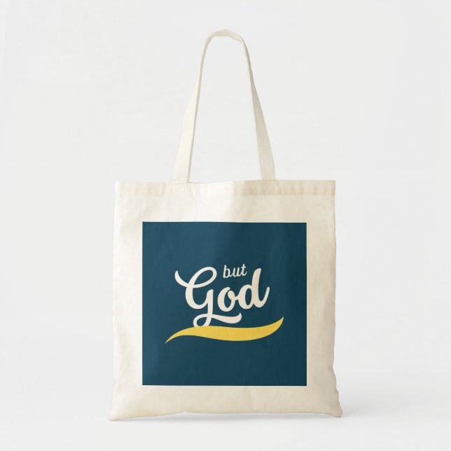 But God Blue Christian Faith Shopping Tote Bag (Front)