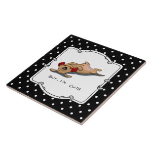 But, I'm Cute - Dog Obedience Training Funny Ceramic Tile