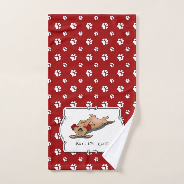 But, I'm Cute - Funny Dog Obedience Training Bath Towel Set (Hand Towel)