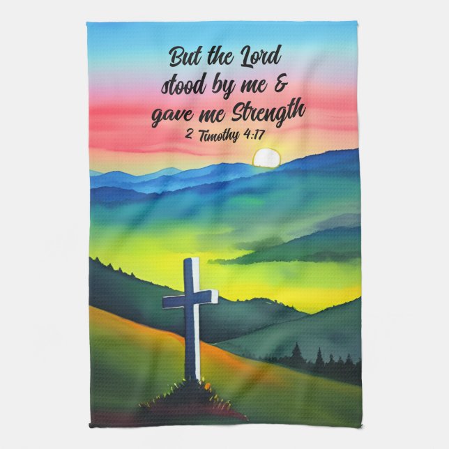 But The Lord Stood By Me Kitchen Towel (Vertical)
