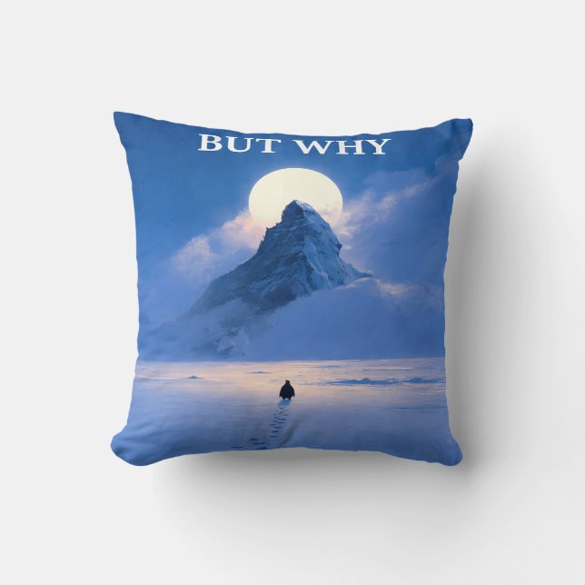 But Why Throw Pillow Minimal Quote Aesthetic (Front)