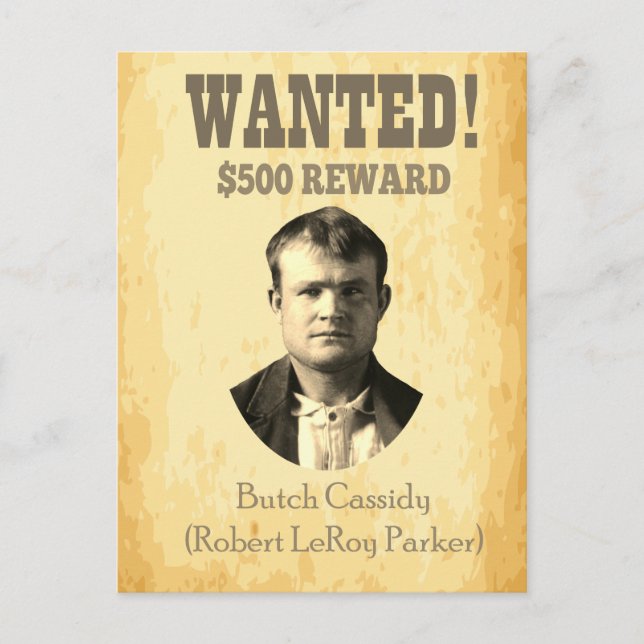 Butch Cassidy Wanted 🚨 Wild West Outlaw Poster Postcard (Front)