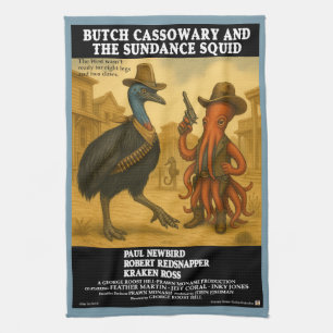 Butch Cassowary & the Sundance Squid Tea Towel