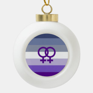 Butch Lesbian Love WLW Pride Ceramic Ball Christmas Ornament