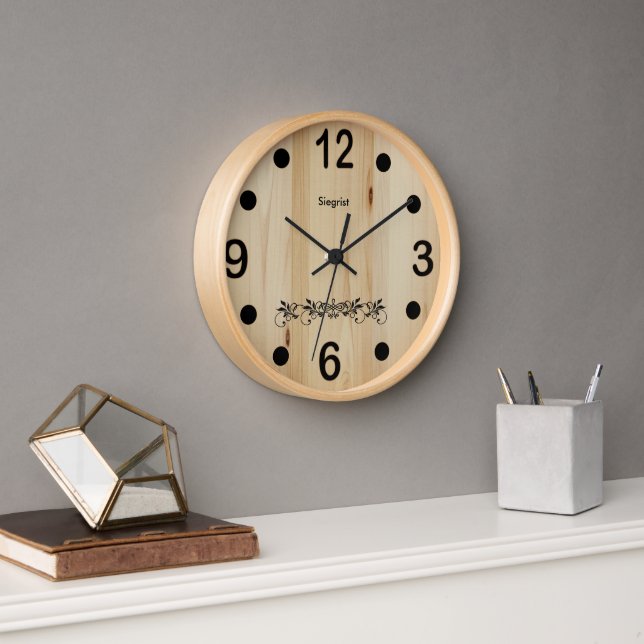 Butcher Block Wood - Personalised Clock (Office)
