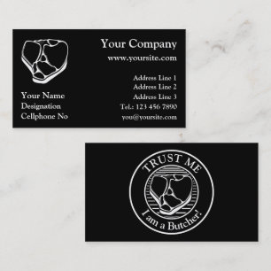 Butcher business cards on black background
