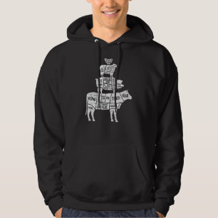 Butcher Cuts Food Pyramid Beef Pork Lamb Chicken Hoodie