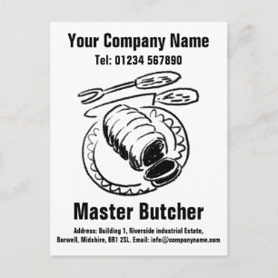 Butcher Design to Personalise. Master Butcher Postcard
