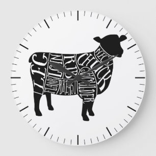 Butcher diagram meat cuts clock lamb sheep wool