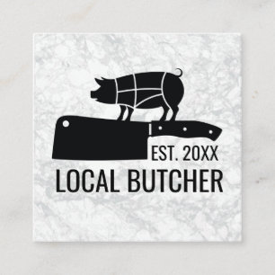 Butcher Knife Cut Pork Chart Square Business Card