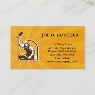 Butcher Knife Leg of Ham Retro Business Card