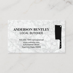 Butcher Knife   White Marble Background Business Card