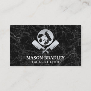 Butcher Logo Black Marble Business Card