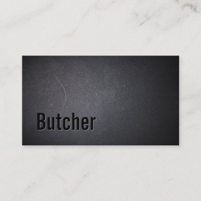 Butcher Modern Bold Text Elegant Dark Minimalist Business Card (Front)