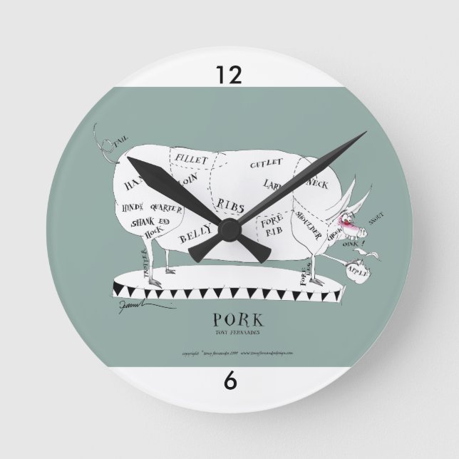 butchers cuts - pig, tony fernandes round clock (Front)