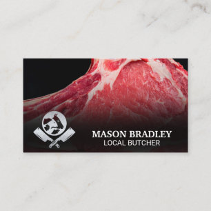Butchers Knives Animals Logo Raw Meat Business Card