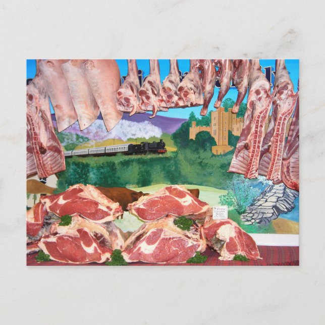 Butchers shop counter postcard (Front)