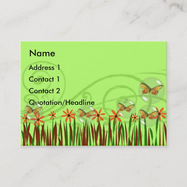 Buterflies in a Bubble - Customised Business Card (Front)