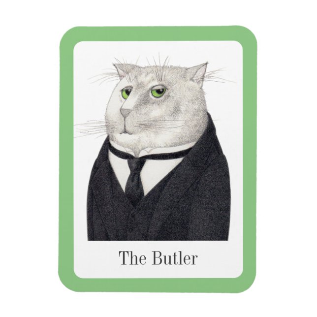 BUTLER CAT 3x4 Flexible Magnet + Text (Vertical)