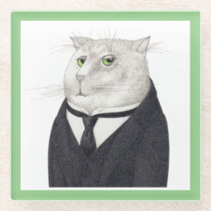 BUTLER CAT Glass Drink Coaster 