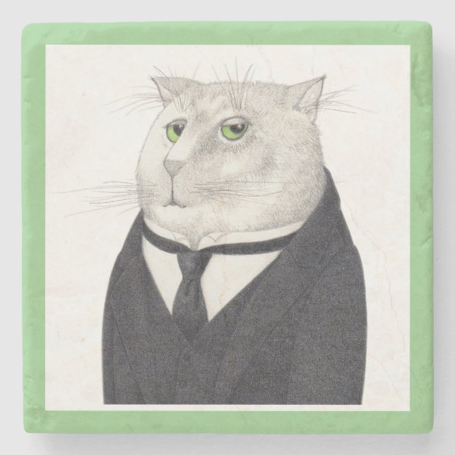 BUTLER CAT Marble Stone Coaster (Front)