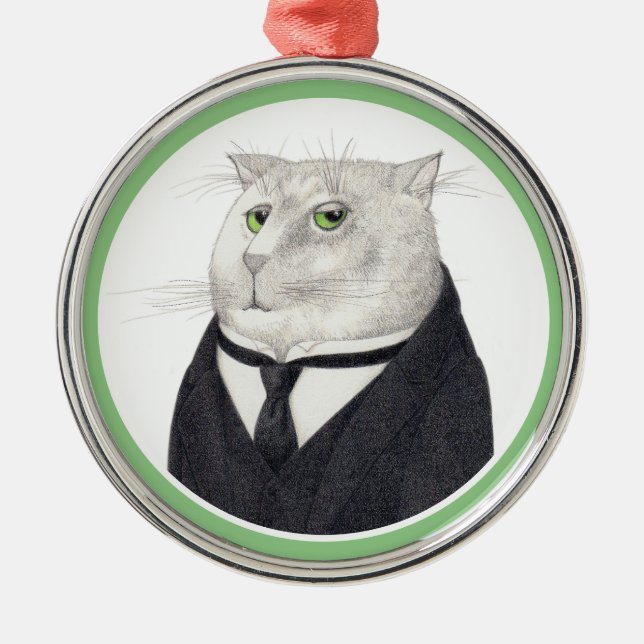 BUTLER CAT Premium Round Ornament (Front)