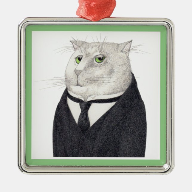 BUTLER CAT Premium Square Ornament (Front)