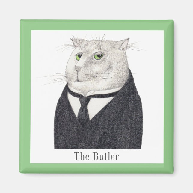 BUTLER CAT Square Magnet + Text (Front)