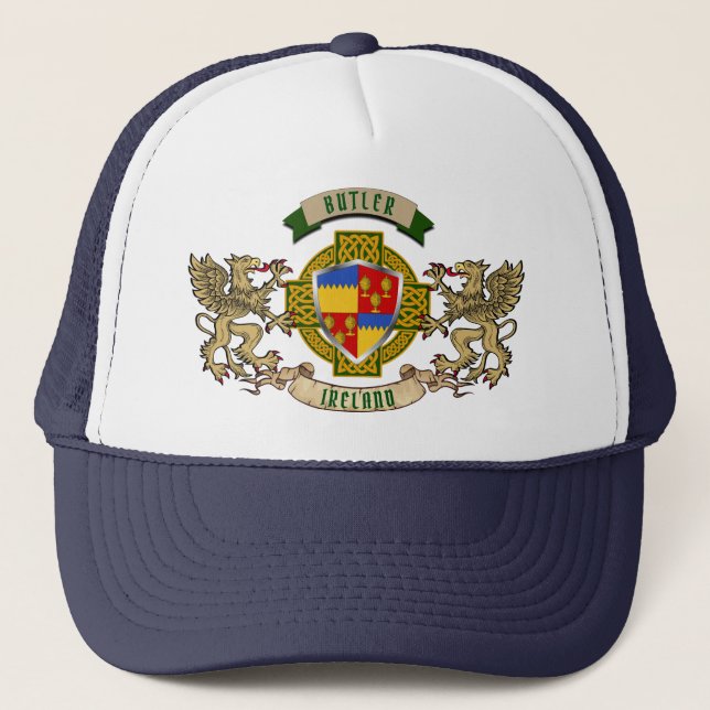 Butler Irish Shield & Griffins Personalised  Trucker Hat (Front)