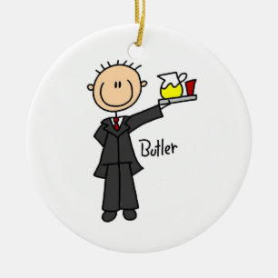 Butler Stick Figure Ceramic Ornament