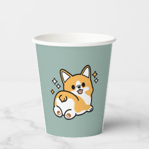 Butt First, Let's Nap – Cute Corgi Butt Cartoon Paper Cups