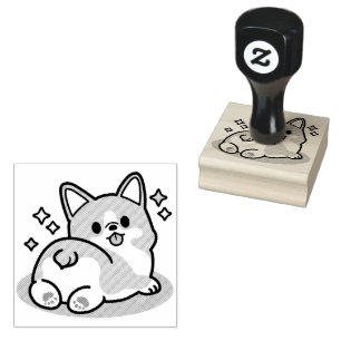 Butt First, Let's Nap – Cute Corgi Butt Cartoon Rubber Stamp