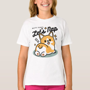Butt First, Let's Nap – Cute Corgi Butt Cartoon T-Shirt