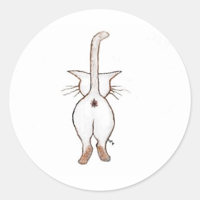 BUTT WHAT? CLASSIC ROUND STICKER (Front)