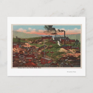 Butte, MT - View of Factories & Homes on Hill Postcard