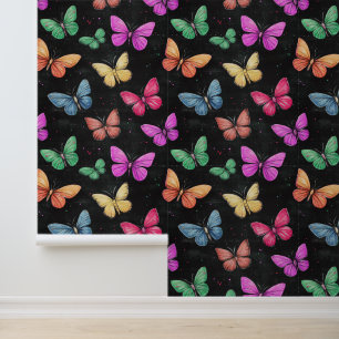 Buttefly Colourful Insect Collection Pattern Wallpaper