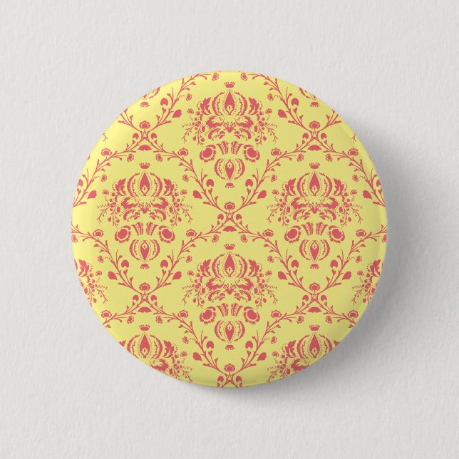Butter and Cranberry Damask 6 Cm Round Badge (Front)