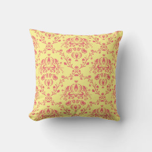 Butter and Cranberry Damask Cushion