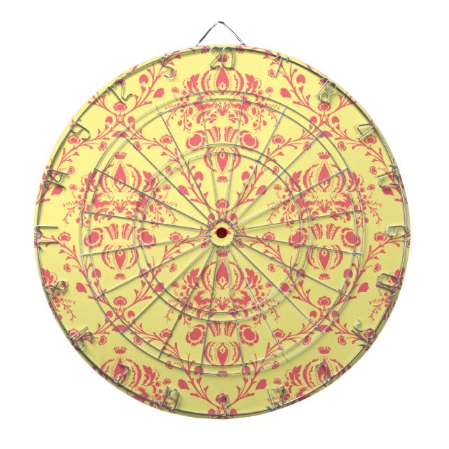 Butter and Cranberry Damask Dartboard (Front)